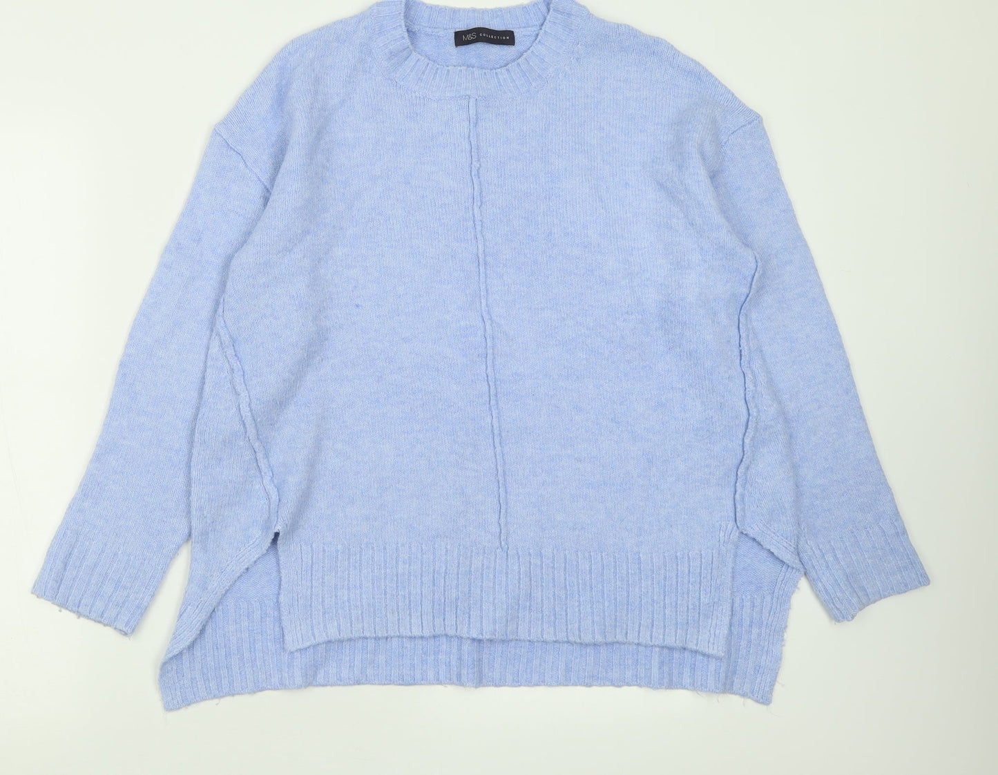 Marks and Spencer Womens Blue Crew Neck  Acrylic Pullover Jumper Size M