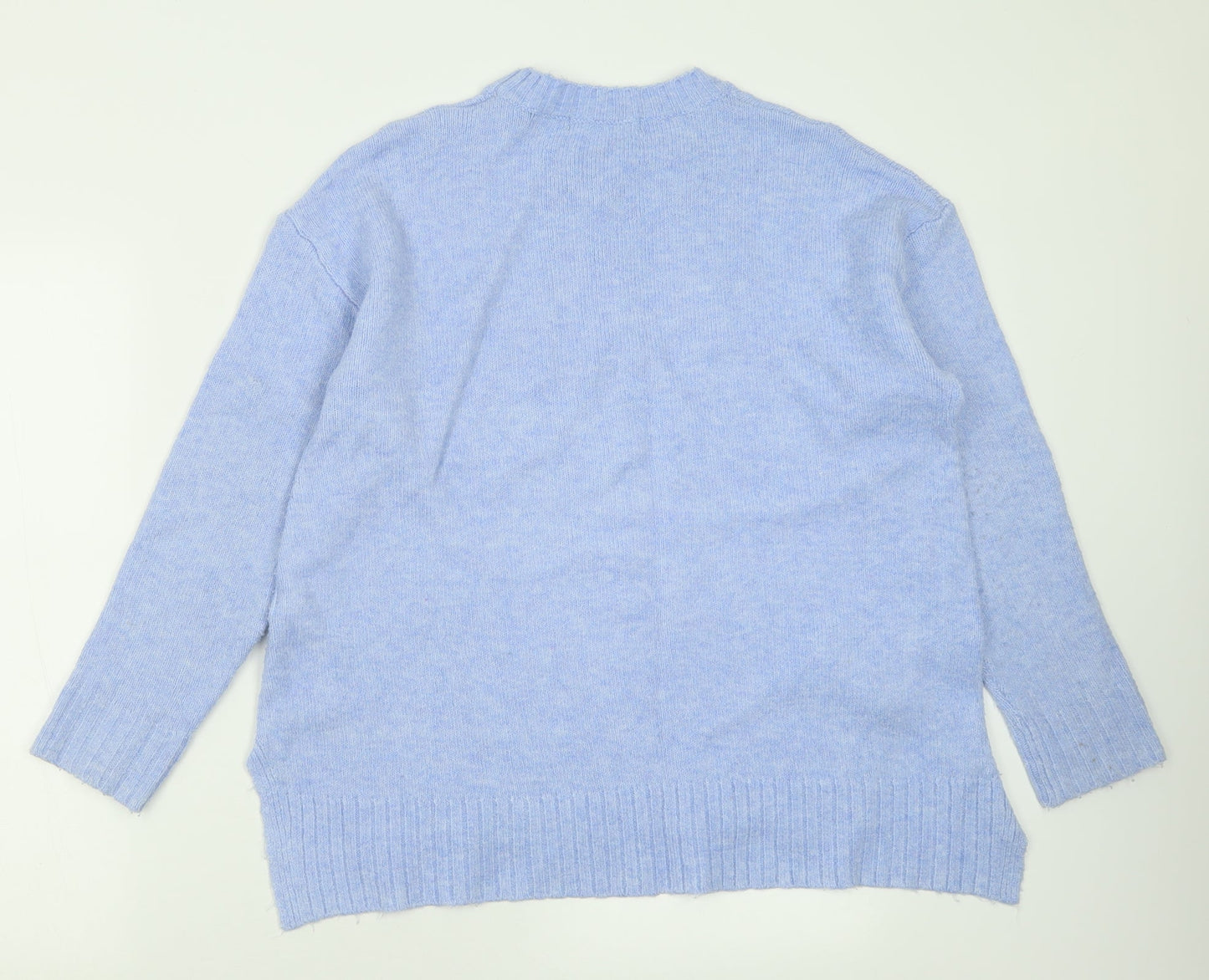 Marks and Spencer Womens Blue Crew Neck  Acrylic Pullover Jumper Size M