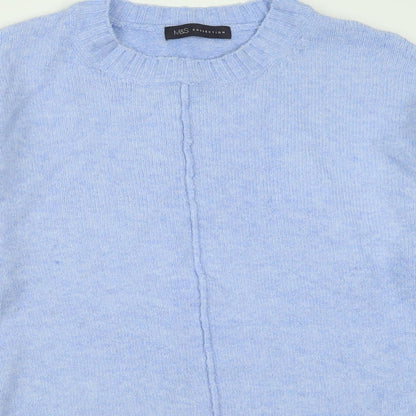 Marks and Spencer Womens Blue Crew Neck  Acrylic Pullover Jumper Size M
