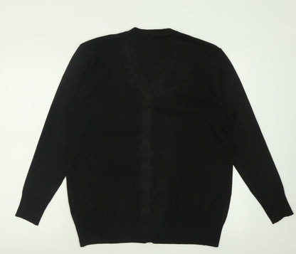 Wishwood Womens Black V-Neck  Polyester Cardigan Jumper Size M
