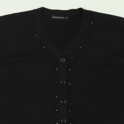 Wishwood Womens Black V-Neck  Polyester Cardigan Jumper Size M