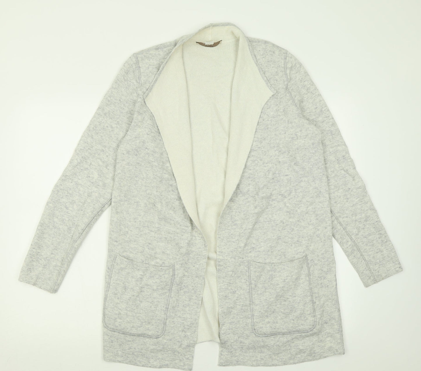 LOFT Womens Grey V-Neck  Acrylic Cardigan Jumper Size M