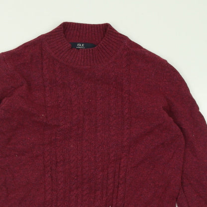 Isle Essentials Womens Purple Crew Neck  Nylon Pullover Jumper Size S