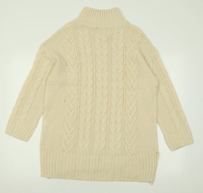 M&Co Womens Beige  Acrylic Jumper Dress  Size M  High Neck Pullover
