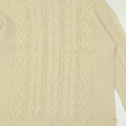 M&Co Womens Beige  Acrylic Jumper Dress  Size M  High Neck Pullover