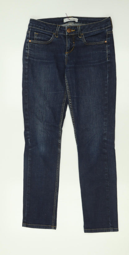 Topshop Womens Blue  Cotton Straight Jeans Size 28 in L30 in Regular Button
