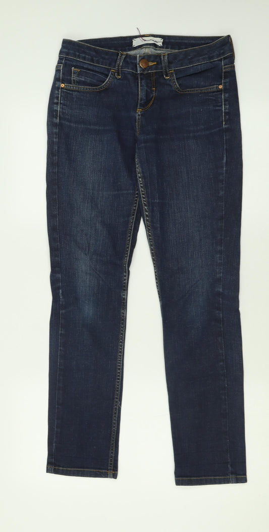 Topshop Womens Blue  Cotton Straight Jeans Size 28 in L30 in Regular Button