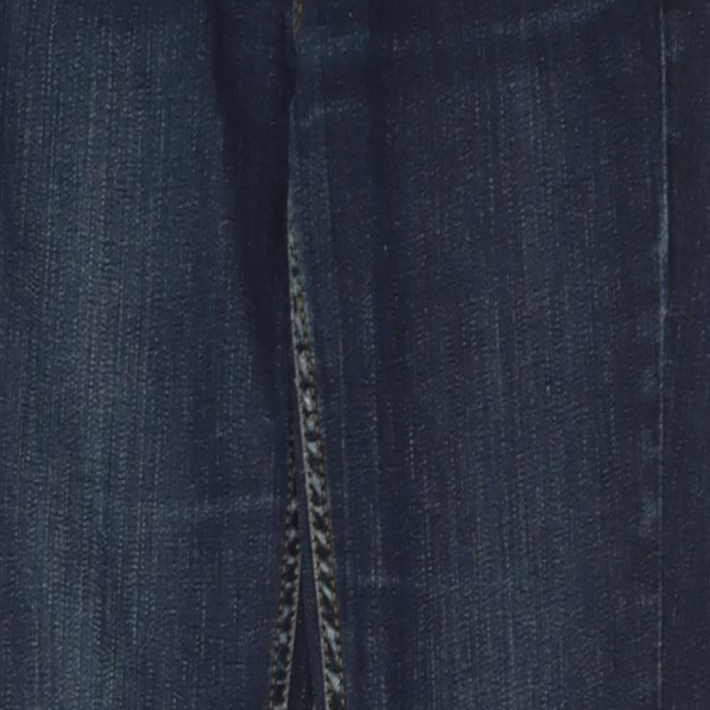 Topshop Womens Blue  Cotton Straight Jeans Size 28 in L30 in Regular Button