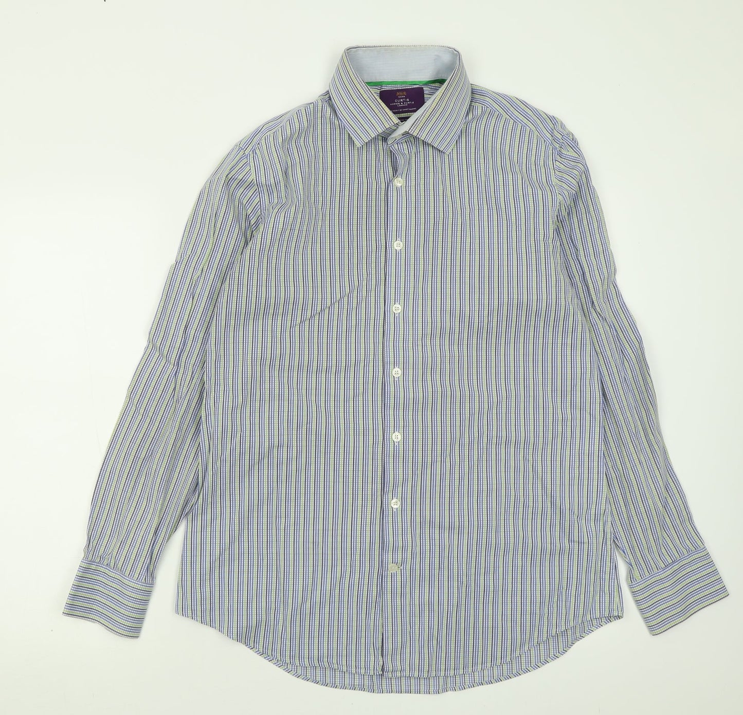 Mens UK Size L Hawes & Curtis Blue  Button-Up Long Sleeve Casual Shirt
