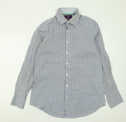 Mens UK Size L Hawes & Curtis Blue  Button-Up Long Sleeve Casual Shirt