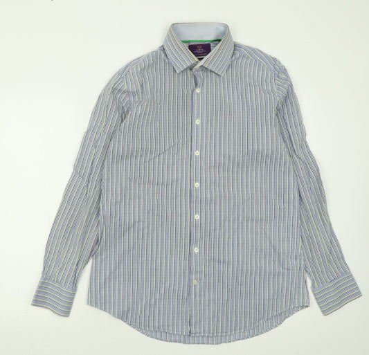 Mens UK Size L Hawes & Curtis Blue  Button-Up Long Sleeve Casual Shirt