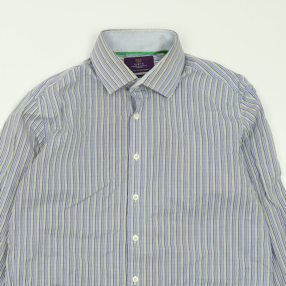 Mens UK Size L Hawes & Curtis Blue  Button-Up Long Sleeve Casual Shirt