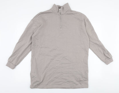 Papaya Womens Grey  Cotton Pullover Sweatshirt Size M  Zip