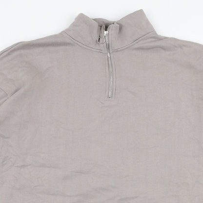 Papaya Womens Grey  Cotton Pullover Sweatshirt Size M  Zip