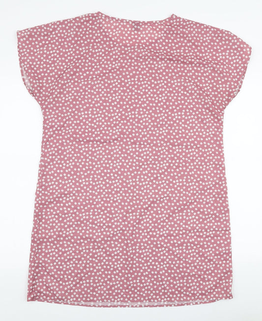 SheIn Womens Pink Floral Polyester A-Line  Size L  Round Neck Pullover