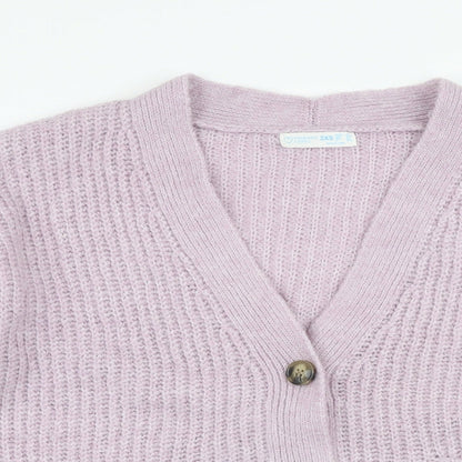 Primark Womens Purple V-Neck  Acrylic Cardigan Jumper Size 2XS