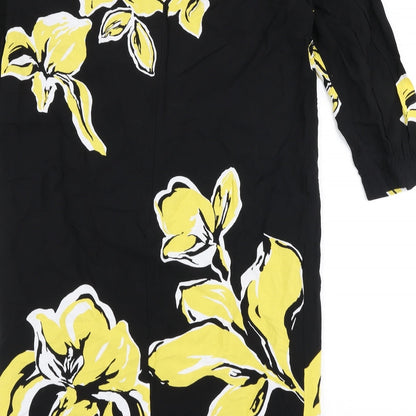 Gerry Weber Womens Black Floral Polyester A-Line  Size 12  Round Neck Zip