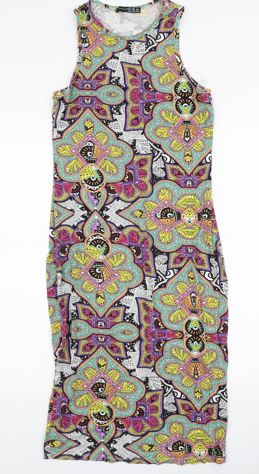 Atmosphere Womens Multicoloured Paisley Viscose Bodycon  Size 10  High Neck Pullover
