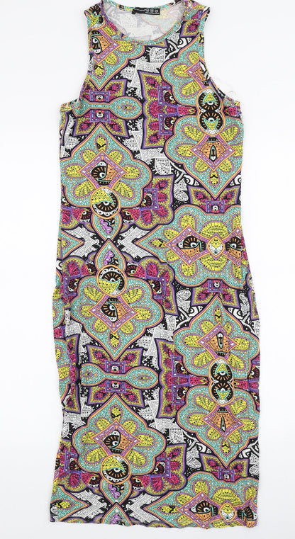 Atmosphere Womens Multicoloured Paisley Viscose Bodycon  Size 10  High Neck Pullover
