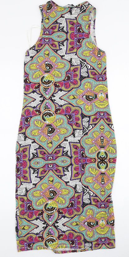 Atmosphere Womens Multicoloured Paisley Viscose Bodycon  Size 10  High Neck Pullover