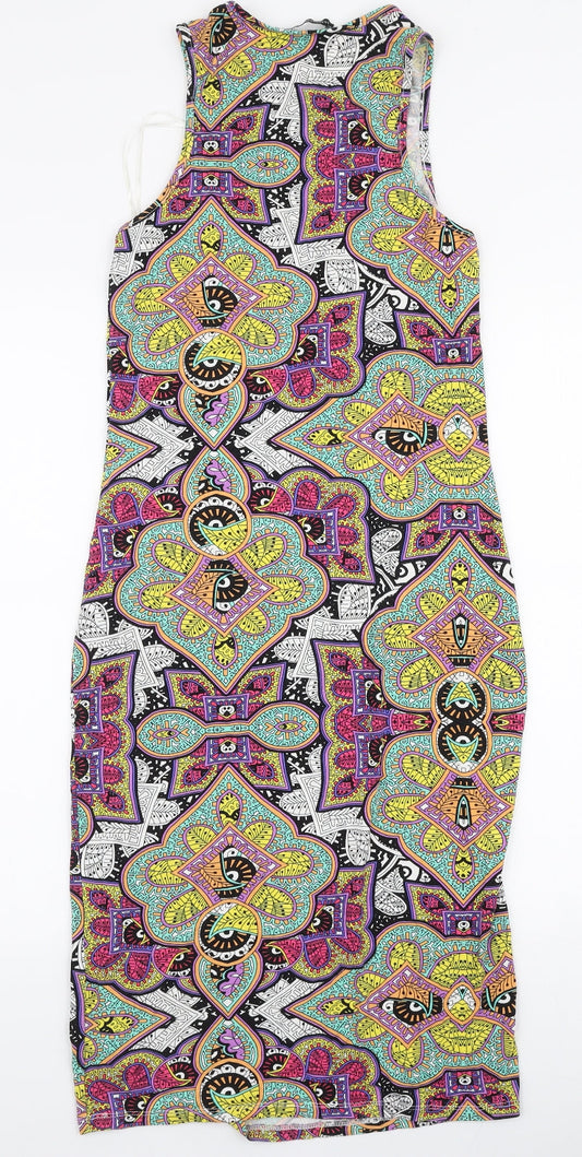 Atmosphere Womens Multicoloured Paisley Viscose Bodycon  Size 10  High Neck Pullover