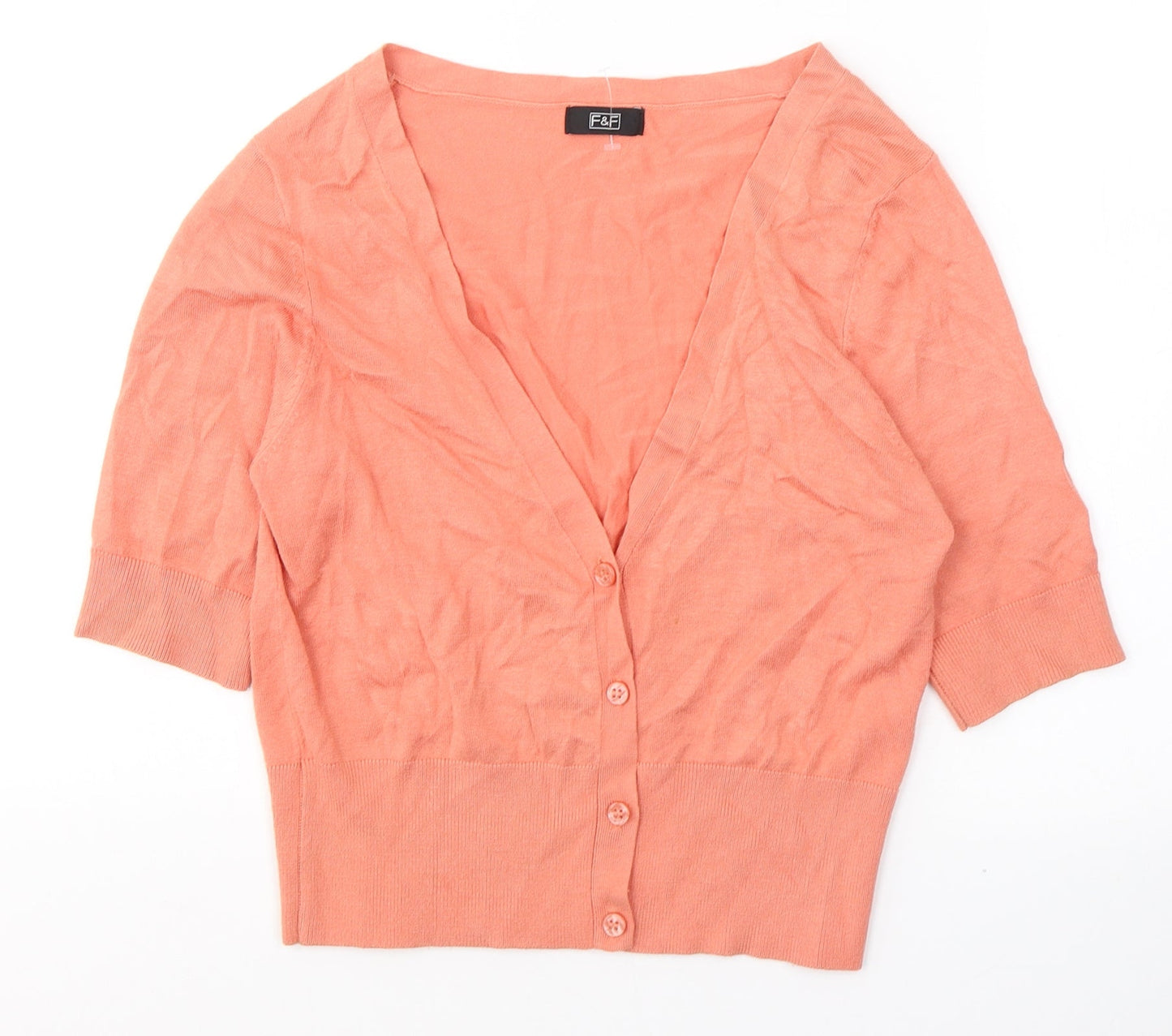 F&F Womens Orange V-Neck  Viscose Cape Jumper Size 10