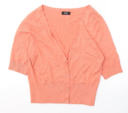 F&F Womens Orange V-Neck  Viscose Cape Jumper Size 10