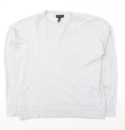 New Look Mens Grey Round Neck  Polyester Pullover Jumper Size S