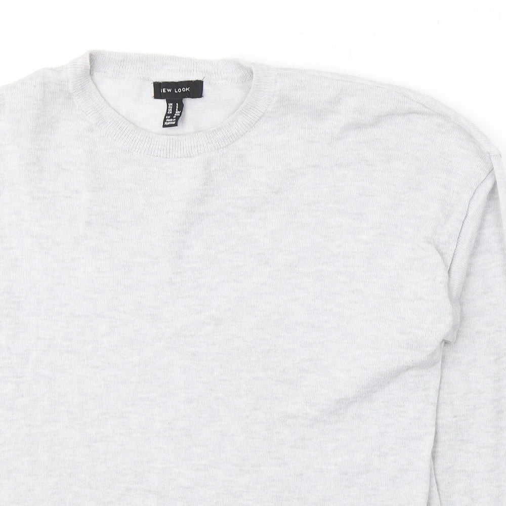 New Look Mens Grey Round Neck  Polyester Pullover Jumper Size S