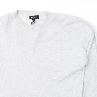 New Look Mens Grey Round Neck  Polyester Pullover Jumper Size S