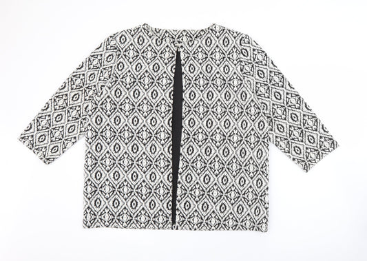 F&F Womens White Geometric  Jacket  Size 16  Hook & Eye