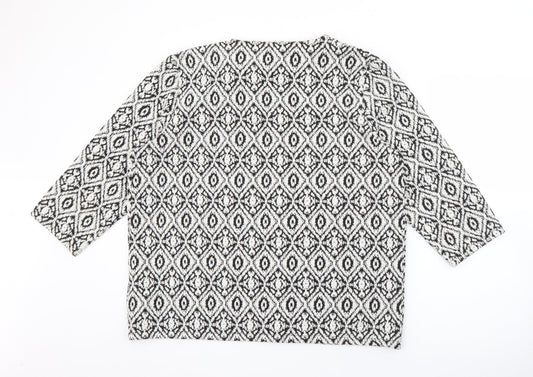 F&F Womens White Geometric  Jacket  Size 16  Hook & Eye