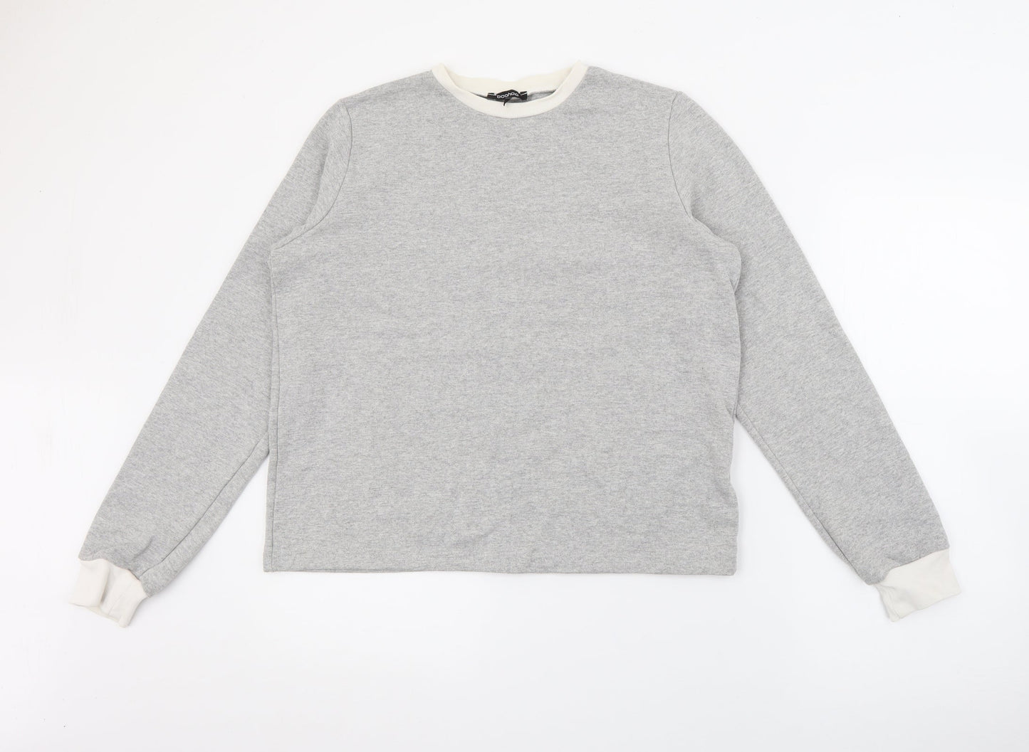 Boohoo Womens Grey  Cotton Pullover Sweatshirt Size M