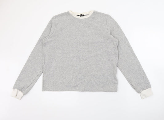 Boohoo Womens Grey  Cotton Pullover Sweatshirt Size M