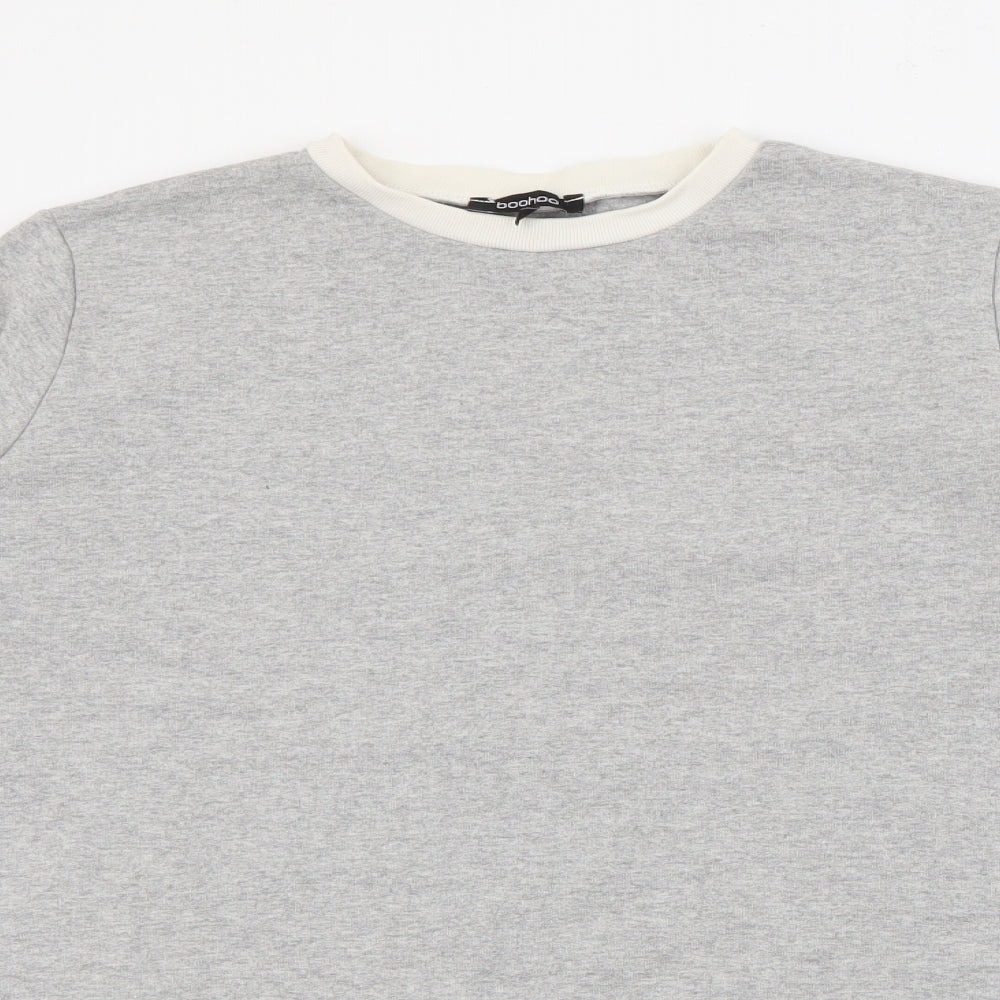 Boohoo Womens Grey  Cotton Pullover Sweatshirt Size M