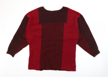 George Womens Red Boat Neck  Acrylic Pullover Jumper Size S