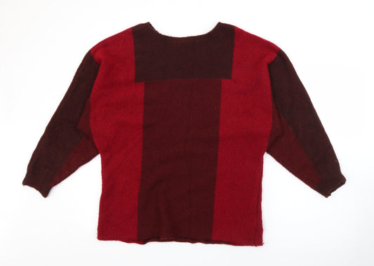 George Womens Red Boat Neck  Acrylic Pullover Jumper Size S