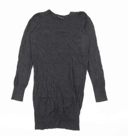Dorothy Perkins Womens Grey  Cotton Jumper Dress  Size 6  Crew Neck