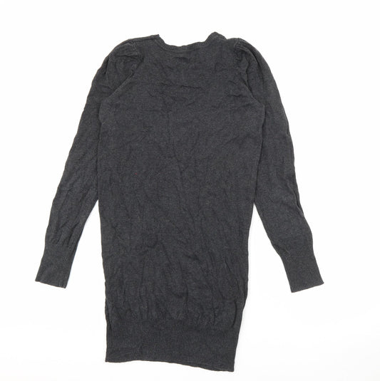 Dorothy Perkins Womens Grey  Cotton Jumper Dress  Size 6  Crew Neck