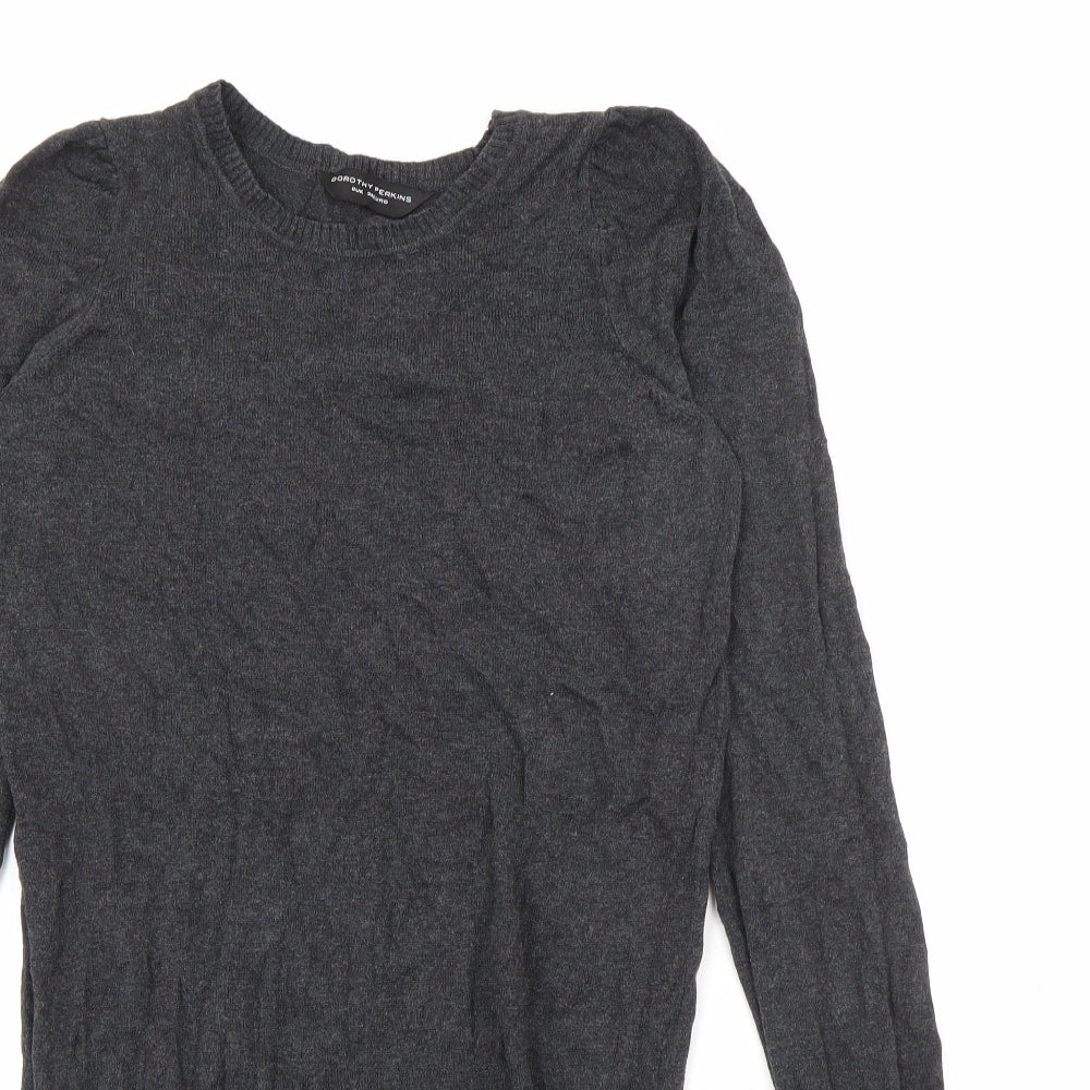 Dorothy Perkins Womens Grey  Cotton Jumper Dress  Size 6  Crew Neck