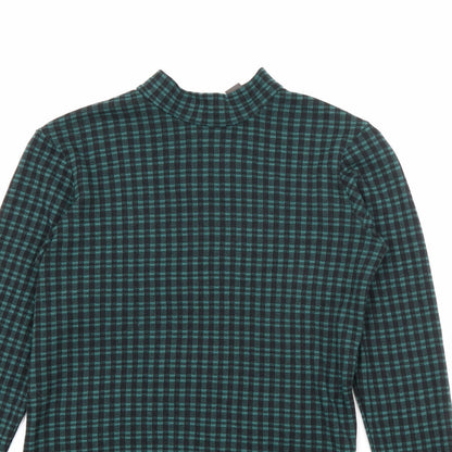 Primark Womens Green High Neck Plaid Polyester Pullover Jumper Size 4