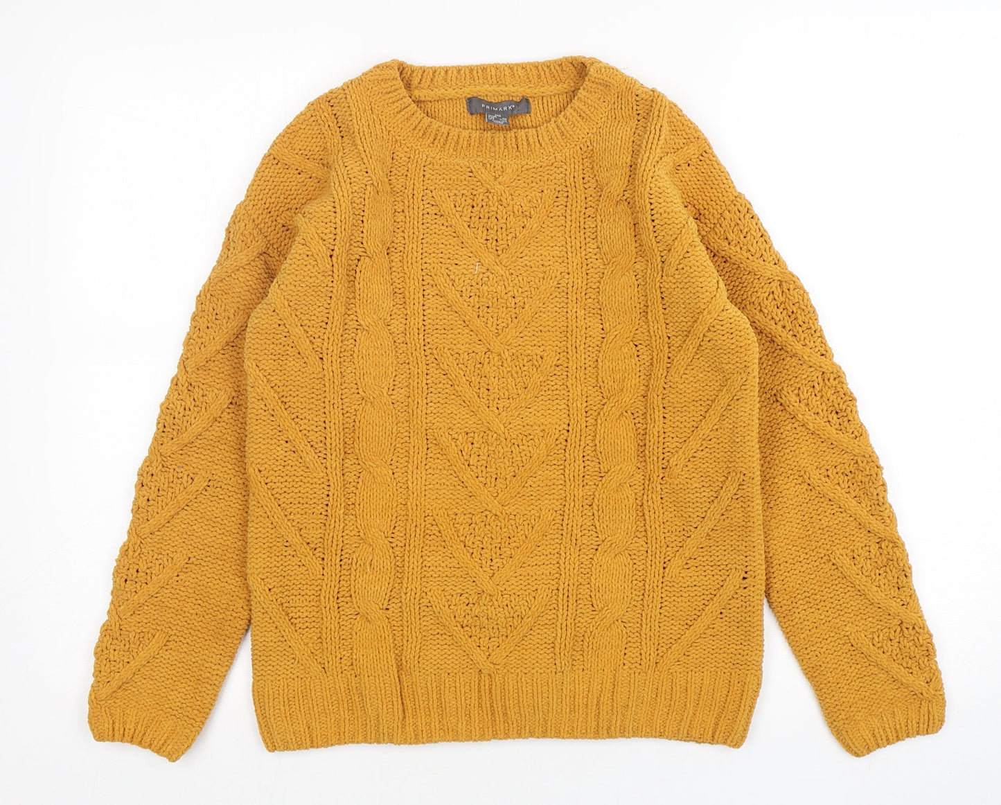 Primark Womens Yellow Round Neck  Polyester Pullover Jumper Size 4