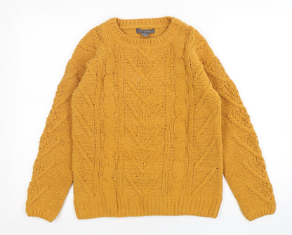 Primark Womens Yellow Round Neck  Polyester Pullover Jumper Size 4