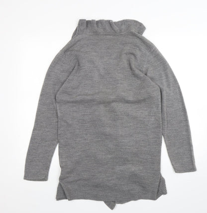 Preworn Womens Grey V-Neck  Acrylic Cardigan Jumper Size S