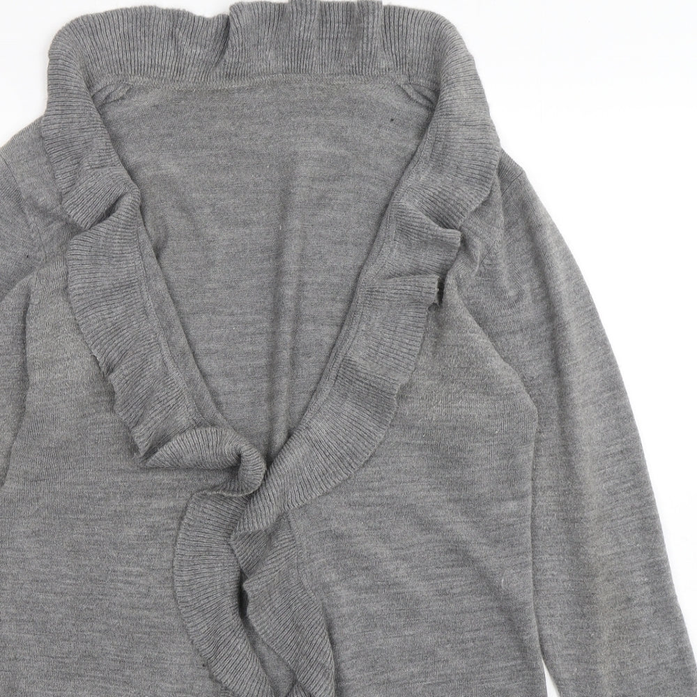Preworn Womens Grey V-Neck  Acrylic Cardigan Jumper Size S
