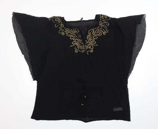 George Womens Black  Polyester Basic Blouse Size M V-Neck