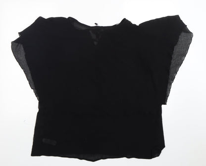 George Womens Black  Polyester Basic Blouse Size M V-Neck