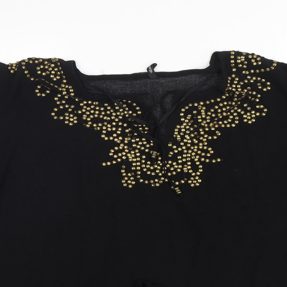 George Womens Black  Polyester Basic Blouse Size M V-Neck