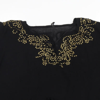 George Womens Black  Polyester Basic Blouse Size M V-Neck