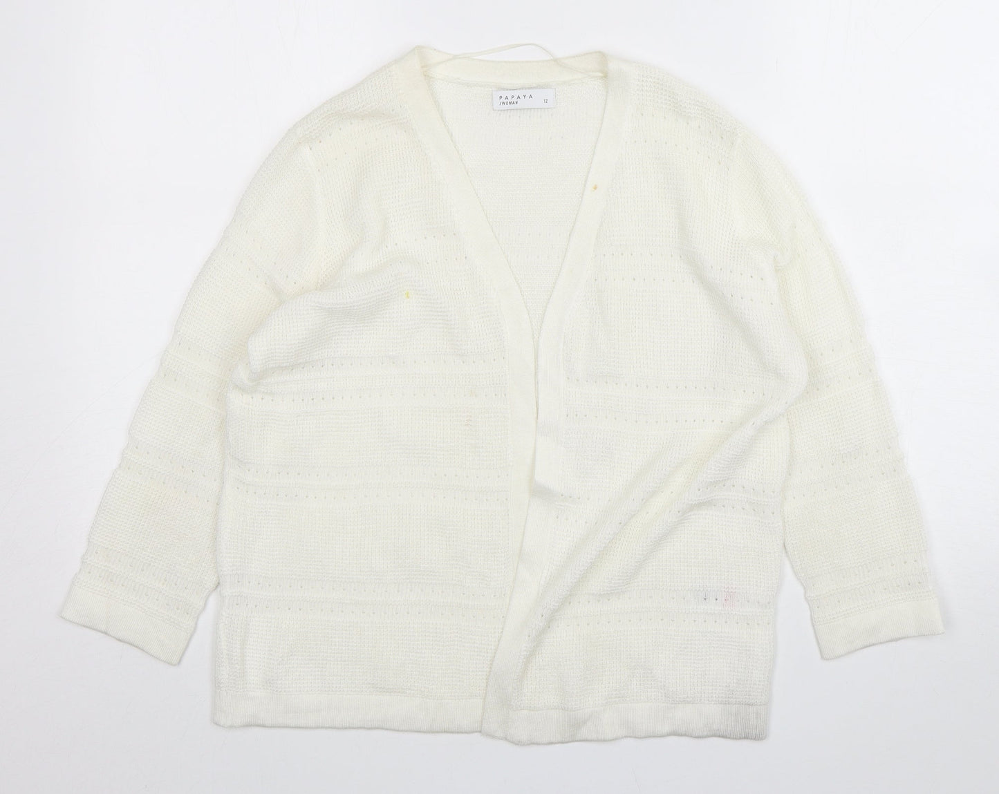 Womens UK Size 12 Papaya Ivory Cardigan Jumper